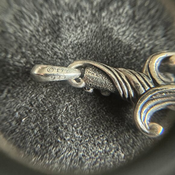 David Yurman Waves Dagger Amulet Pendant w/ Black Diamonds - 44mm - Picture 9 of 12